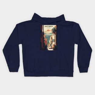 Antibes Streets Travel Poster Kids Hoodie